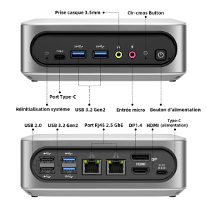 Mini UC ULTRA -  Intel i9-11900H - RAM 16 Go - SSD 512 Go - Unité centrale Linux - Linux Shop